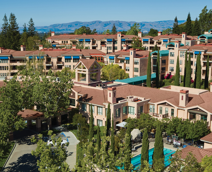 An aerial shot the senior living community