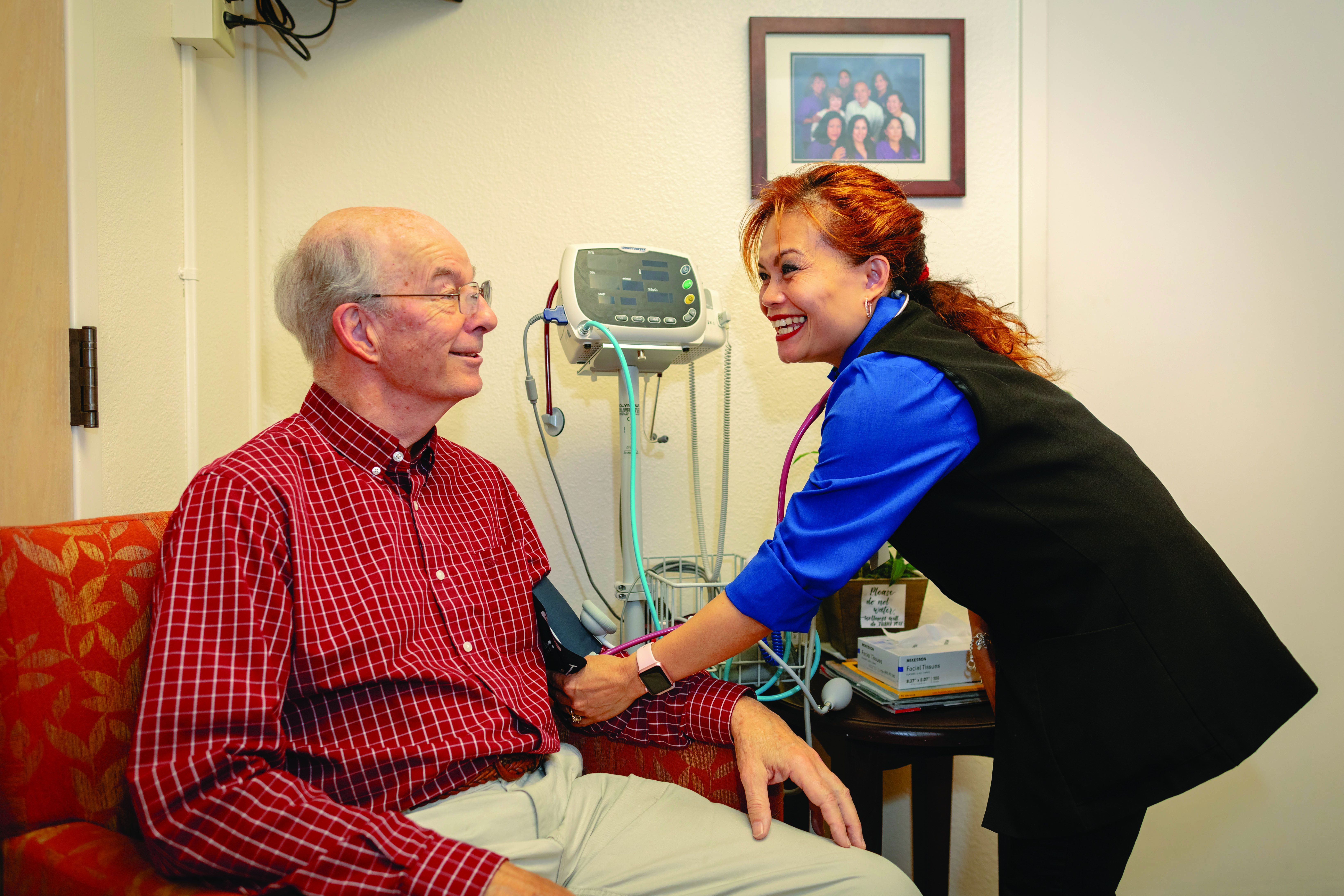 staff and resident in assisted living