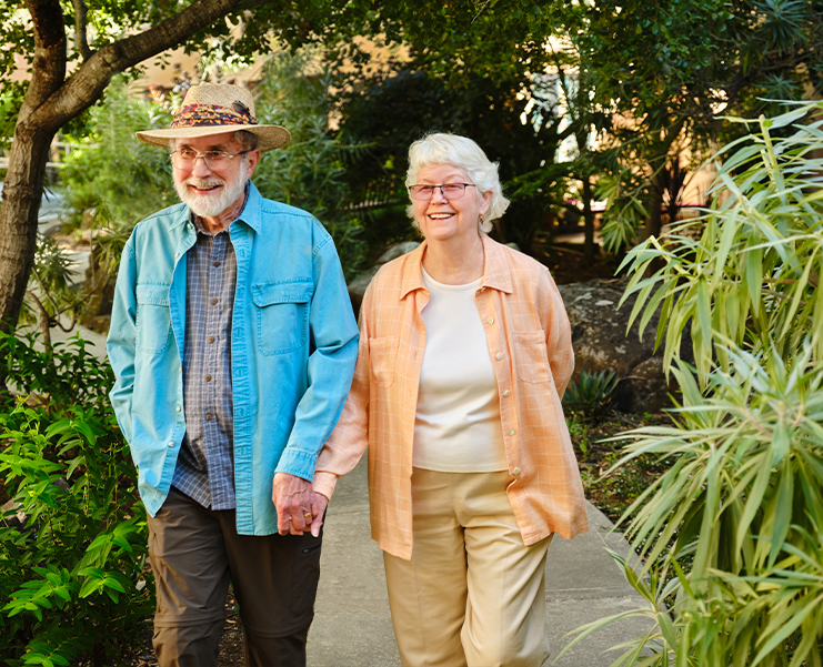 couple walking on path