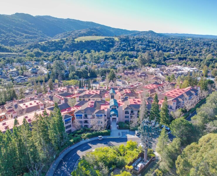 Overhead exterior shot of The Forum
